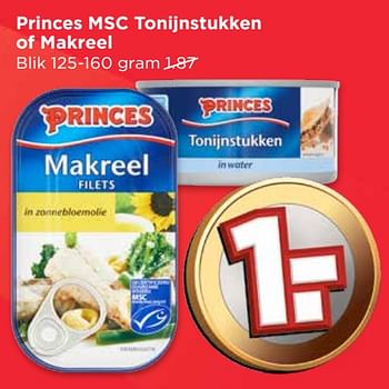 Aanbiedingen Princes msc tonijnstukken of makreel - Princes - Geldig van 24/09/2017 tot 30/09/2017 bij Vomar