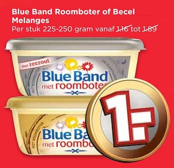 Aanbiedingen Blue band roomboter of becel melanges - Blue Band - Geldig van 24/09/2017 tot 30/09/2017 bij Vomar