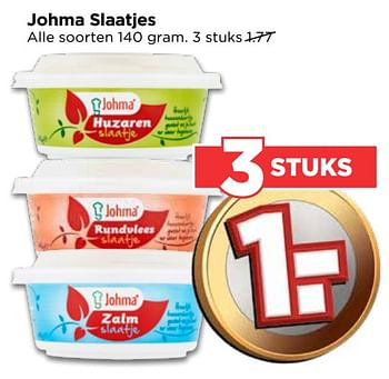 Aanbiedingen Johma slaatjes - Johma - Geldig van 24/09/2017 tot 30/09/2017 bij Vomar