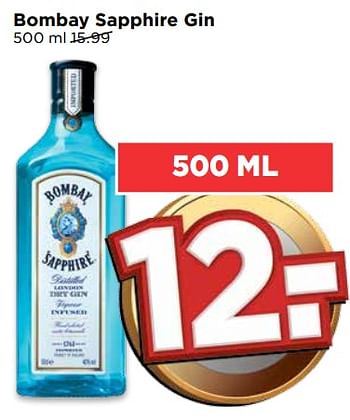 Aanbiedingen Bombay sapphire gin - Bombay - Geldig van 24/09/2017 tot 30/09/2017 bij Vomar