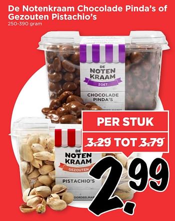 Aanbiedingen De notenkraam chocolade pinda`s of gezouten pistachio`s - De Notenkraam - Geldig van 24/09/2017 tot 30/09/2017 bij Vomar