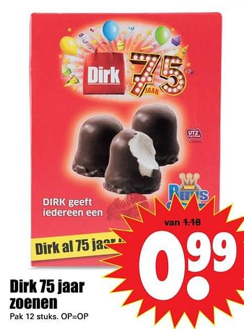 Aanbiedingen Dirk 75 jaar zoenen - Huismerk - Dirk - Geldig van 24/09/2017 tot 30/09/2017 bij Lekker Doen