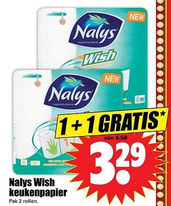 Aanbiedingen Nalys wish keukenpapier - Nalys - Geldig van 24/09/2017 tot 30/09/2017 bij Lekker Doen