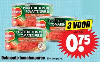 Aanbiedingen Delmonte tomatenpuree - Delmonte - Geldig van 24/09/2017 tot 30/09/2017 bij Lekker Doen