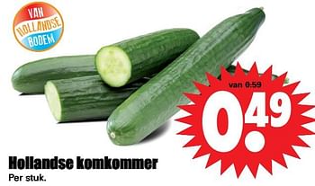 Aanbiedingen Hollandse komkommer - Huismerk - Dirk - Geldig van 24/09/2017 tot 30/09/2017 bij Lekker Doen