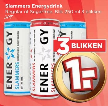 Aanbiedingen Slammers energydrink regular of sugarfree - Slammers - Geldig van 24/09/2017 tot 30/09/2017 bij Vomar