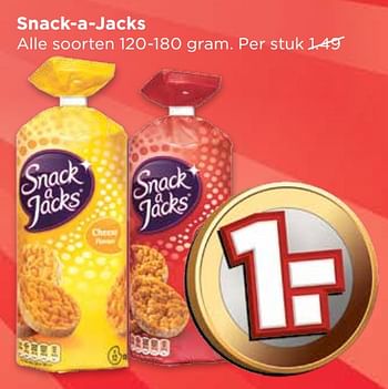 Aanbiedingen Snack-a-jacks - Snack a Jacks - Geldig van 24/09/2017 tot 30/09/2017 bij Vomar