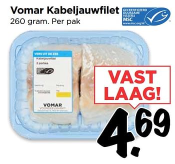 Aanbiedingen Vomar kabeljauwfilet - Huismerk Vomar - Geldig van 24/09/2017 tot 30/09/2017 bij Vomar