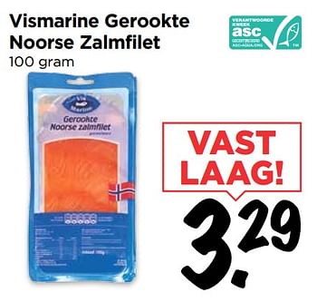 Aanbiedingen Vismarine gerookte noorse zalmfilet - Huismerk Vomar - Geldig van 24/09/2017 tot 30/09/2017 bij Vomar