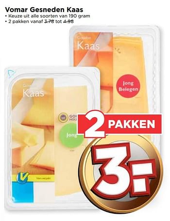Aanbiedingen Vomar gesneden kaas - Huismerk Vomar - Geldig van 24/09/2017 tot 30/09/2017 bij Vomar