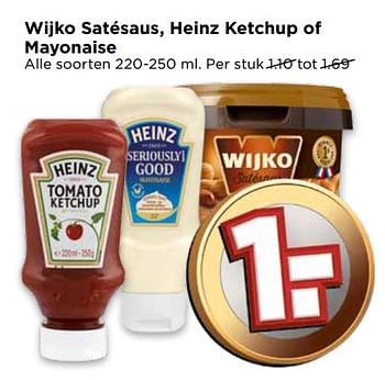 Aanbiedingen Wijko satésaus, heinz ketchup of mayonaise - Huismerk Vomar - Geldig van 24/09/2017 tot 30/09/2017 bij Vomar