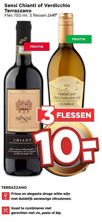 Aanbiedingen Sensi chianti of verdicchio terrazzano - Rode wijnen - Geldig van 24/09/2017 tot 30/09/2017 bij Vomar
