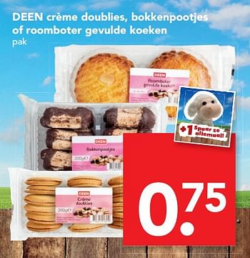 Aanbiedingen Deen crème doublies, bokkenpootjes of roomboter gevulde koeken - Huismerk deen supermarkt - Geldig van 24/09/2017 tot 30/09/2017 bij Deen Supermarkten