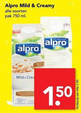 Aanbiedingen Alpro mild + creamy - Alpro Soya - Geldig van 24/09/2017 tot 30/09/2017 bij Deen Supermarkten