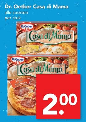 Aanbiedingen Dr. oetker casa di mama - Dr. Oetker - Geldig van 24/09/2017 tot 30/09/2017 bij Deen Supermarkten