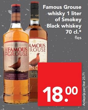 Aanbiedingen Famous grouse whisky of smokey black whiskey - The Famous Grouse - Geldig van 24/09/2017 tot 30/09/2017 bij Deen Supermarkten
