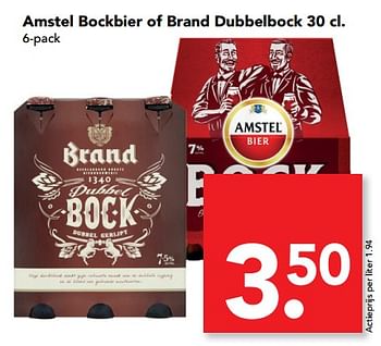 Aanbiedingen Amstel bockbier of brand dubbelbock - Amstel - Geldig van 24/09/2017 tot 30/09/2017 bij Deen Supermarkten