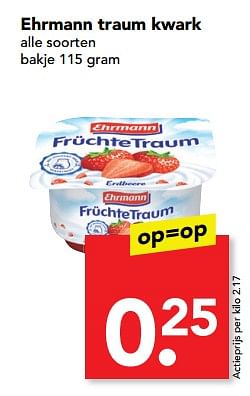 Aanbiedingen Ehrmann traum kwark - Ehrmann - Geldig van 24/09/2017 tot 26/09/2017 bij Deen Supermarkten