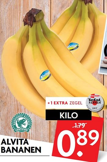 Aanbiedingen Alvita bananen - Alvita - Geldig van 24/09/2017 tot 30/09/2017 bij Deka Markt