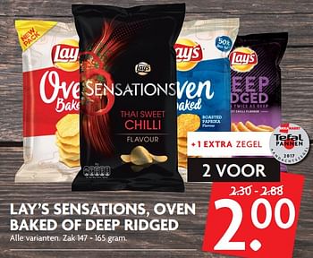 Aanbiedingen Lay`s sensations, oven baked of deep ridged - Lay's - Geldig van 24/09/2017 tot 30/09/2017 bij Deka Markt