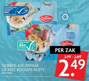 Aanbiedingen Queens asc panga of msc koolvis filets - Queens - Geldig van 24/09/2017 tot 30/09/2017 bij Deka Markt