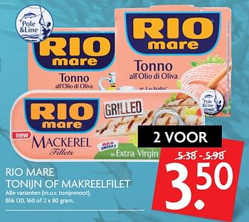 Aanbiedingen Rio mare tonijn of makreelfilet - Rio Mare - Geldig van 24/09/2017 tot 30/09/2017 bij Deka Markt