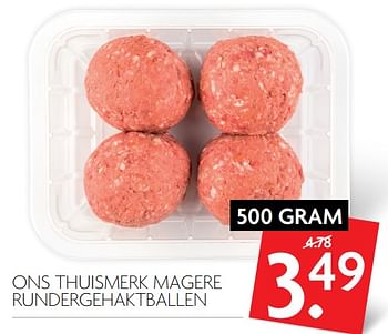 Aanbiedingen Ons thuismerk magere rundergehaktballen - Huismerk - Deka Markt - Geldig van 24/09/2017 tot 30/09/2017 bij Deka Markt