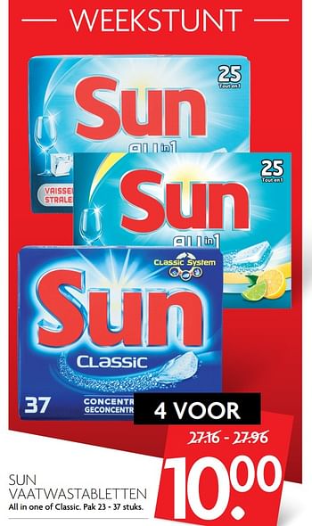 Aanbiedingen Sun vaatwastabletten - Sun - Geldig van 24/09/2017 tot 30/09/2017 bij Deka Markt