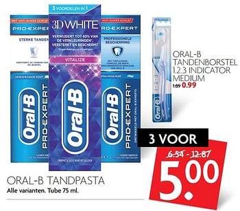 Aanbiedingen Oral-b tandpasta - Oral-B - Geldig van 24/09/2017 tot 30/09/2017 bij Deka Markt