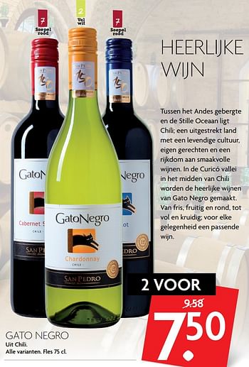 Aanbiedingen Gato negro uit chili - Witte wijnen - Geldig van 24/09/2017 tot 30/09/2017 bij Deka Markt