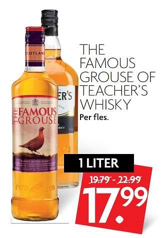 Aanbiedingen The famous grouse of teacher`s whisky - The Famous Grouse - Geldig van 24/09/2017 tot 30/09/2017 bij Deka Markt