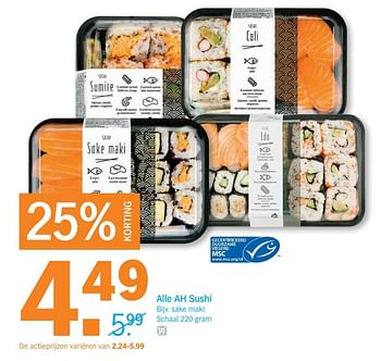 Aanbiedingen Alle ah sushi - Huismerk - Albert Heijn - Geldig van 25/09/2017 tot 01/10/2017 bij Albert Heijn