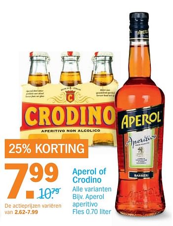 Aanbiedingen Aperol aperitivo - Aperol - Geldig van 25/09/2017 tot 01/10/2017 bij Albert Heijn