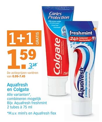 Aanbiedingen Aquafresh freshmint - Aquafresh - Geldig van 25/09/2017 tot 01/10/2017 bij Albert Heijn