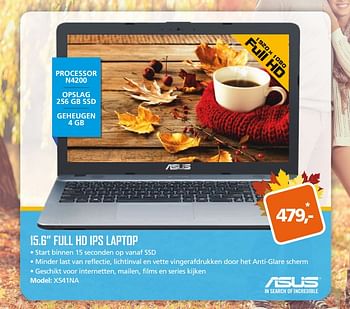 Aanbiedingen Asus 15.6 full hd ips laptop x541na - Asus - Geldig van 25/09/2017 tot 15/10/2017 bij ITprodeals