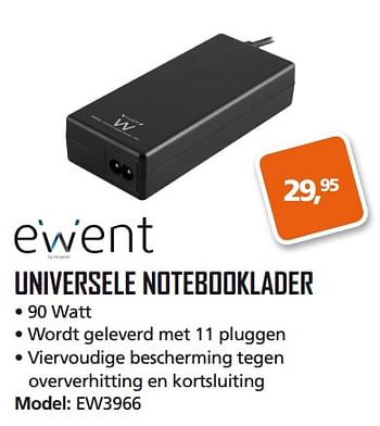 Aanbiedingen Ewent universele notebooklader ew3966 - Ewent - Geldig van 25/09/2017 tot 15/10/2017 bij ITprodeals