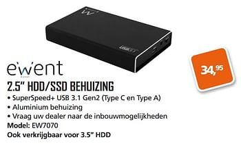 Aanbiedingen Ewent 2.5 hdd-ssd behuizing ew7070 - Ewent - Geldig van 25/09/2017 tot 15/10/2017 bij ITprodeals