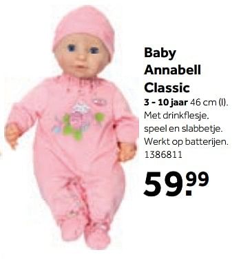 Aanbiedingen Baby annabell classic - Baby Annabell - Geldig van 25/09/2017 tot 15/10/2017 bij Intertoys
