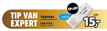 Aanbiedingen Toshiba usb-stick u202 64gb - Toshiba - Geldig van 25/09/2017 tot 01/10/2017 bij Expert