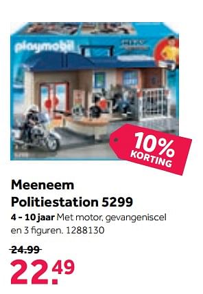 Aanbiedingen Meeneem politiestation 5299 - Playmobil - Geldig van 25/09/2017 tot 15/10/2017 bij Intertoys