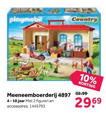 Aanbiedingen Meeneemboerderij 4897 - Playmobil - Geldig van 25/09/2017 tot 15/10/2017 bij Intertoys