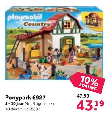 Aanbiedingen Ponypark 6927 - Playmobil - Geldig van 25/09/2017 tot 15/10/2017 bij Intertoys