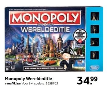 Aanbiedingen Monopoly wereldeditie - Hasbro - Geldig van 25/09/2017 tot 15/10/2017 bij Intertoys