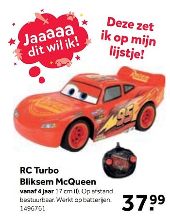 Aanbiedingen Rc turbo bliksem mcqueen - Disney - Geldig van 25/09/2017 tot 15/10/2017 bij Intertoys