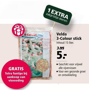 Aanbiedingen Velda 3-colour stick - Velda - Geldig van 25/09/2017 tot 08/10/2017 bij Welkoop