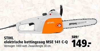 Aanbiedingen Stihl elektrische kettingzaag mse 141 c-q - Stihl - Geldig van 25/09/2017 tot 08/10/2017 bij Welkoop