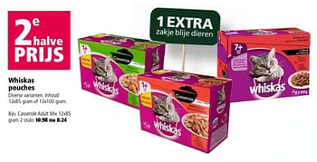 Aanbiedingen Whiskas pouches - Whiskas - Geldig van 25/09/2017 tot 08/10/2017 bij Welkoop