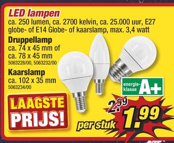 Aanbiedingen Led lampen druppellamp - Huismerk - Poco - Geldig van 25/09/2017 tot 01/10/2017 bij Poco