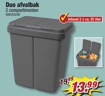 Aanbiedingen Duo afvalbak 2 compartimenten - Huismerk - Poco - Geldig van 25/09/2017 tot 01/10/2017 bij Poco