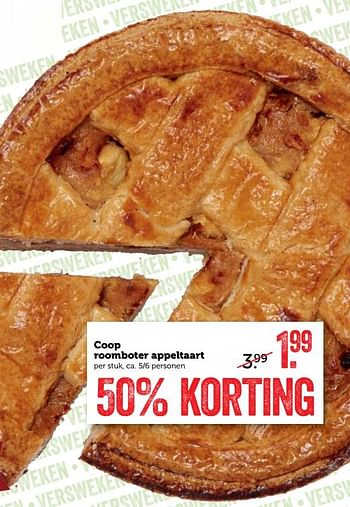 Aanbiedingen Coop roomboter appeltaart - Huismerk - Coop - Geldig van 25/09/2017 tot 01/10/2017 bij Coop